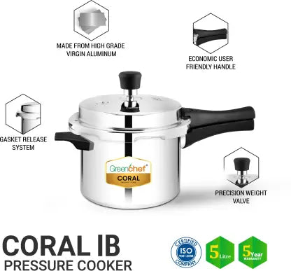 Greenchef Coral 5 L Induction Bottom Pressure Cooker  (Aluminium) Greenchef Coral 5 L Induction Bottom Pressure Cooker  (Aluminium)